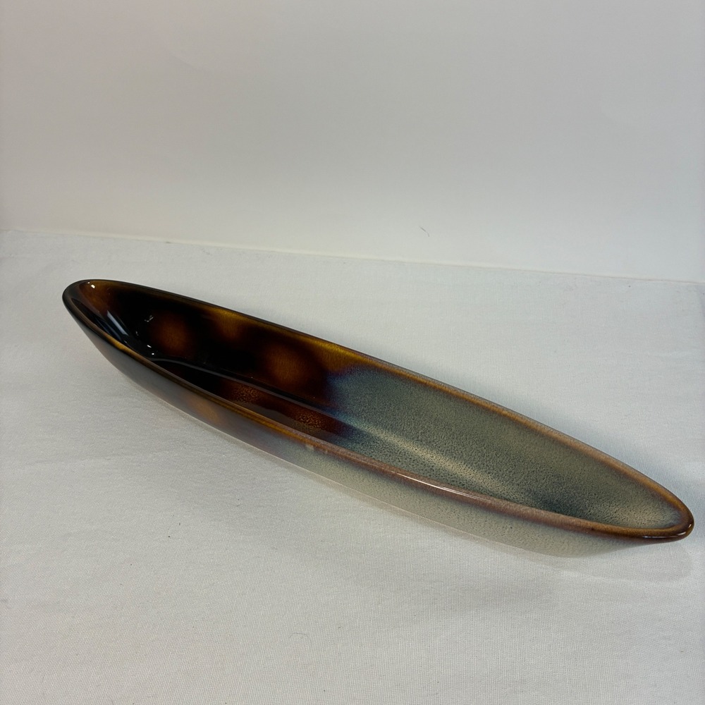 Abode Pottery Olive Tray Stoneware 14in Brown Tortoise Shell Earthy Granola Boho - Picture 2 of 8